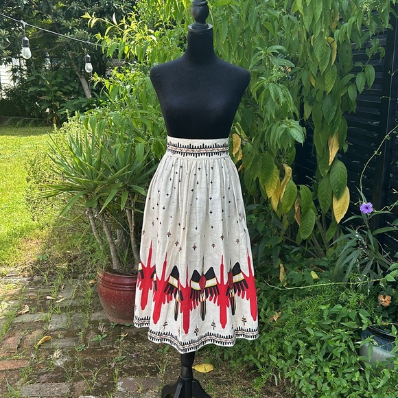 60s 70s Vintage OOAK Handmade Flying Geese Skirt XS - Picture 1 of 11